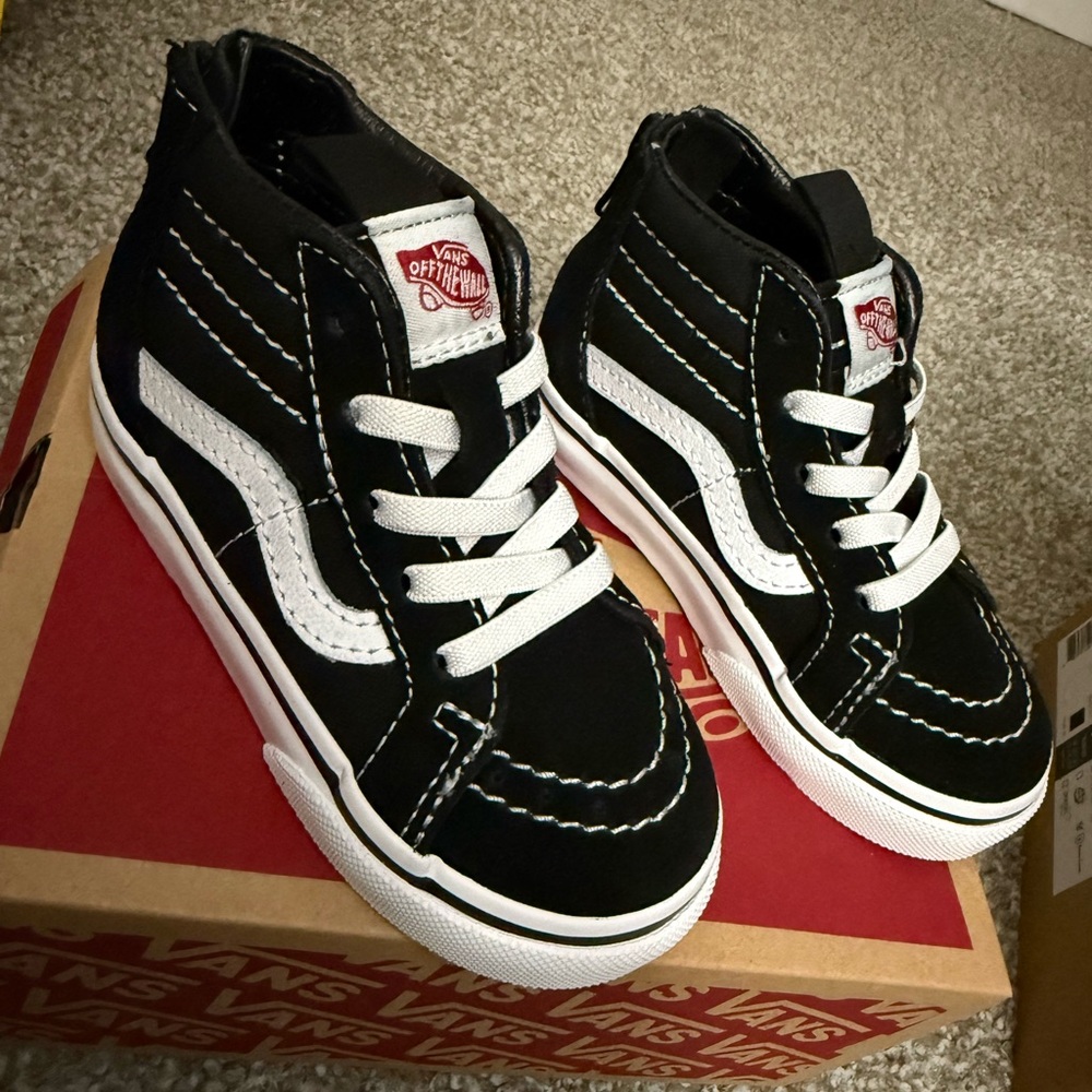 Vans Kids Black and White High-Top Sneakers